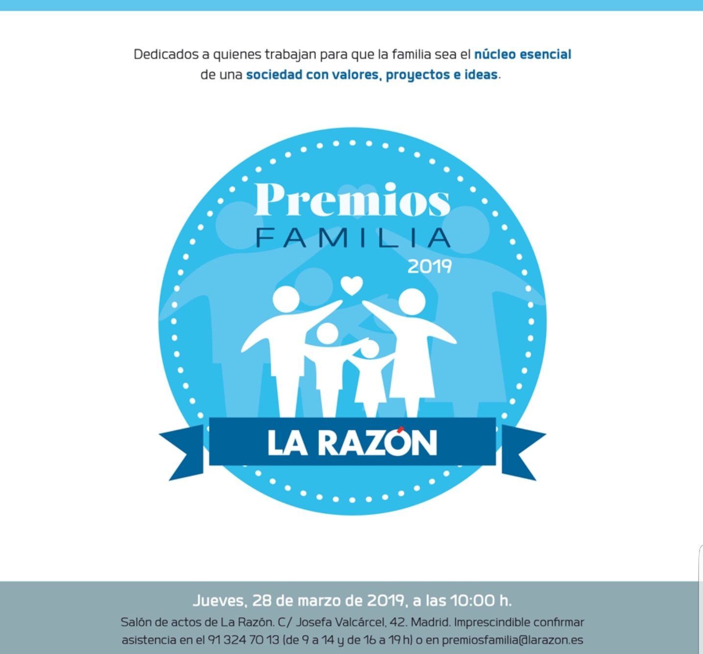 Cartel Premios Familia La Razón